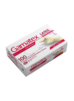 دستکش یکبار مصرف لاتکس گاماتکس حریر بدون پودر 100 عددی